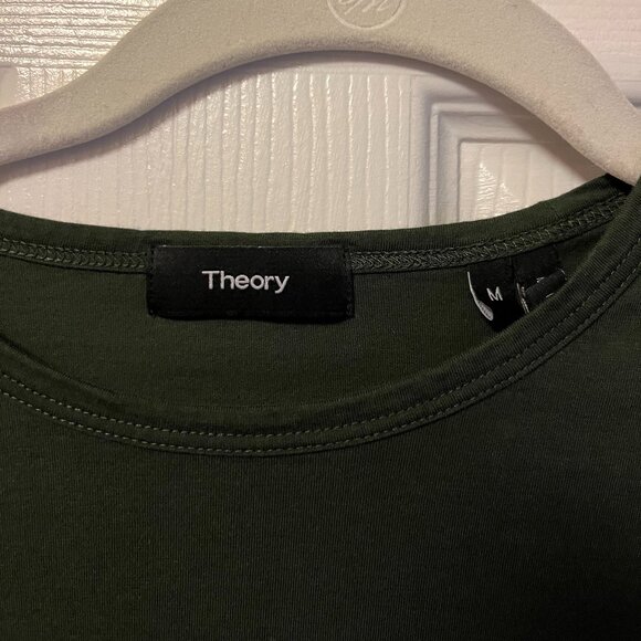 Men's Theory Classic Long Sleeve Army Green T-Shirt Size M - Picture 2 of 3